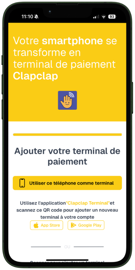 Ajout d'un terminal ClapClap : votre smartphone se transforme en terminal de paiement