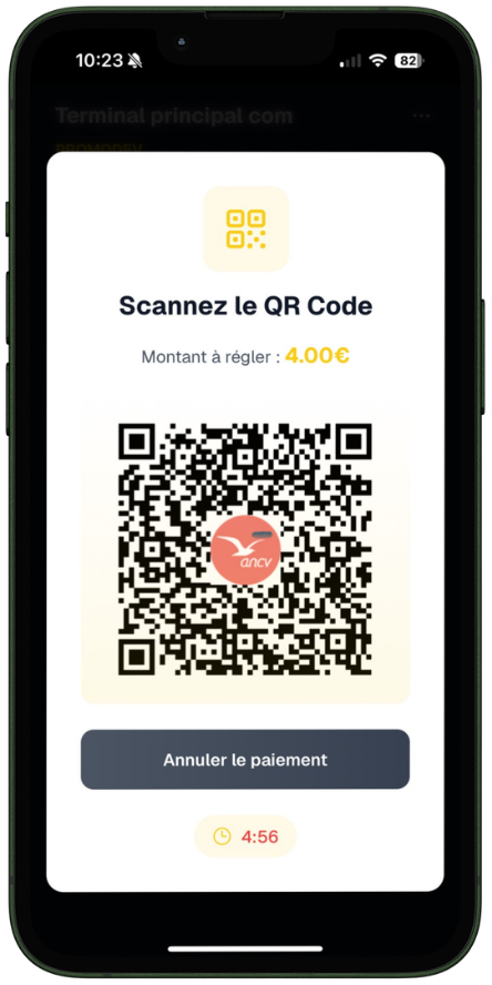 Paiement Chèque-Vacances Connect : le client scanne le QR code affiché sur ClapClap